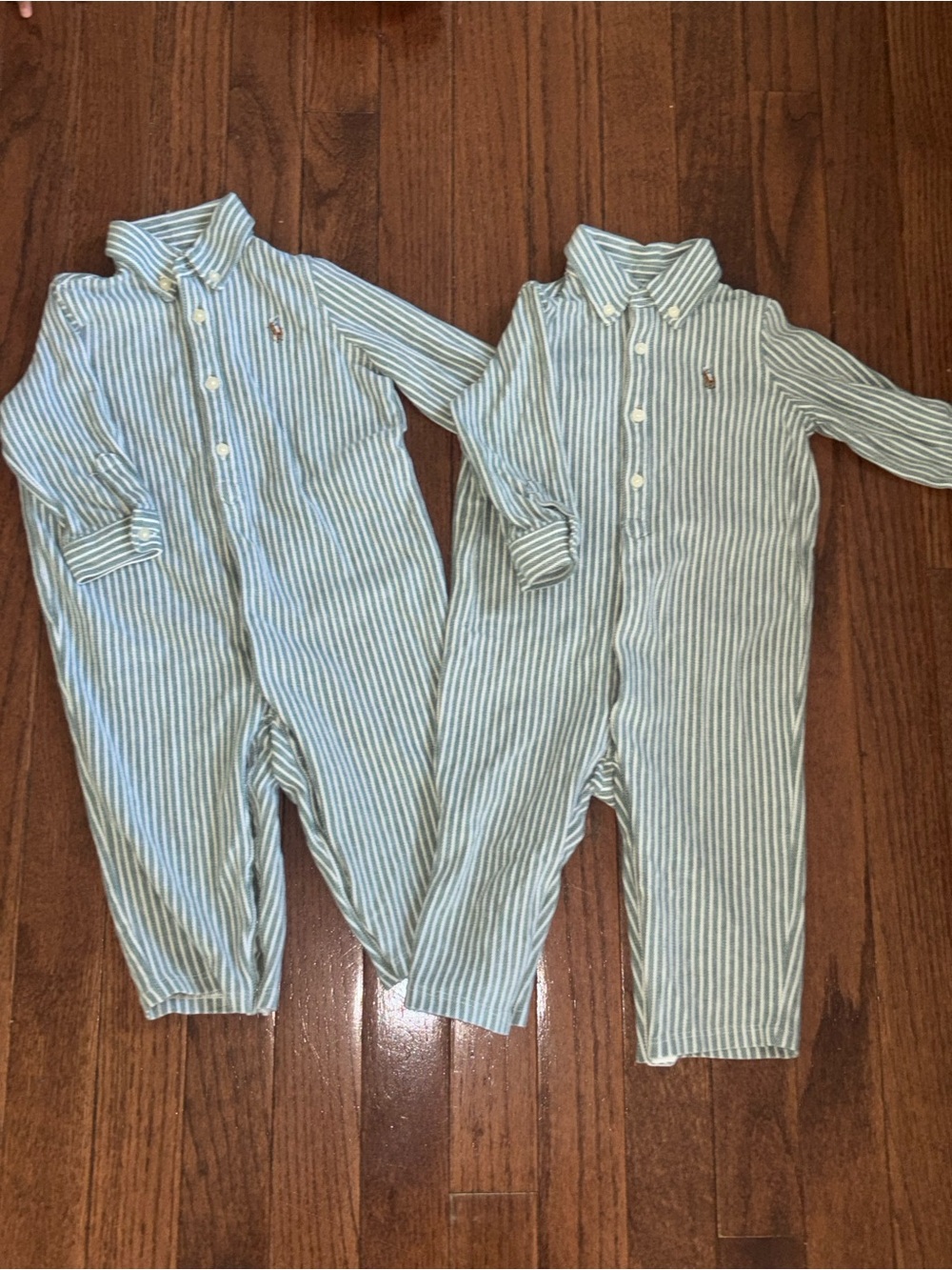 Twin set* Ralph Lauren Green & White Striped Button-Up one piece